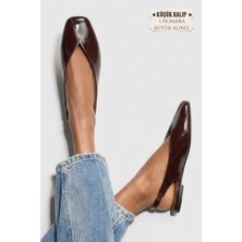 İx Siena Kadın Kahverengi Kare Burun Babet Slingback