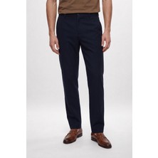 D'S Damat Ds Damat Comfort Fit Lacivert Keten Karışımlı Chino Pantolon