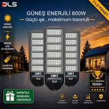 3'lü Paket Dls 600W Güneş Enerjili Solar Sokak Lambası Hareket Sensörlü LED Bahçe Aydınlatması