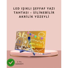 Dunai Store LED Işıklı Şeffaf Yazı Tahtası – Neon Etkili Akrilik Pano, Silinebilir, 7 Renkli Kalemli, 30