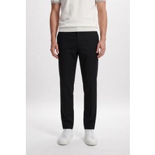 D'S Damat Ds Damat Comfort Fit Siyah Keten Karışımlı Chino Pantolon