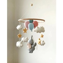 Efs Baby (MÜZİKLİ)Balon Tutan Fil Beşik Dönencesi Bebek Odası Dekorasyon