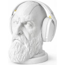 Tunix Kratos Büst Kulaklık Standı (God Of War) | Beyaz Heykelsi Tasarım Masa Üstü Kulaklık Tutucu