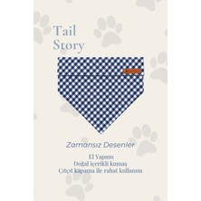 Tail Story Kedi-Köpek Fuları, Hafif Kumaş, El Yapımı, Tüm Irklar Için Ideal, Lacivert Pötikareli Kedi/köpek Fuları