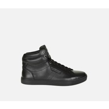 DG Siyah Deri Logo Detaylı Erkek Sneakers