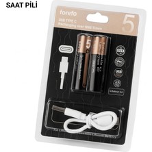 Dunai Store USB Type-C Ile Hızlı Şarj Edilebilen Aa Lityum Pil