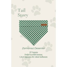 Tail Story Kedi-Köpek Fuları, Hafif Kumaş, El Yapımı, Tüm Irklar Için Ideal, Yeşil Pötikareli Kedi/köpek Fuları