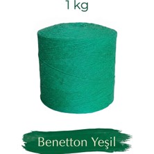 Bevella Macrame Cord 1 kg Pamuklu El Örgü Ipi Runner Ipi- Koton Ip- Punch Ipi- Motif Ipi Benetton Yeşil Rengi 1000 gr