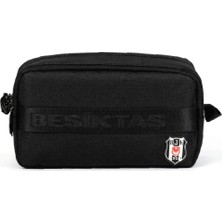Beşiktaş Lisanslı Kalemlik - Siyah Kolon Detaylı 2 Bölmeli Kalem Çantası