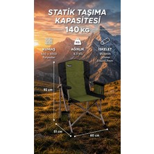 Begin Power Katlanır Kamp Sandalyesi 140 KG Taşıma Kapasiteli bardaklıklı taşınabilir Sandalye Haki