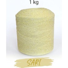 Bevella Macrame Cord 1 kg Pamuklu El Örgü Ipi Runner Ipi- Koton Ip- Punch Ipi- Motif Ipi Sarı Rengi 1000 gr
