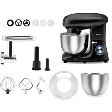 Karaca Multichef Stand Mikser Shiny Black Mutfak Şefi 1900W 5,5 Lt (Kıyma Çekme /sucuk-Sosis/içli Köfte Aparatlı)