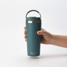 OEM 660 ml Pipetli Paslanmaz Çelik Termos Kupa - 4 Renk Seçeneği (Krem, Yeşil, Siyah, Mavi) - Büyük Boy (Venti) Sıcak ve Soğuk Tutan Mug (Yeşil)