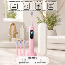 Mioji Oral B8 Care Şarj Edilebilir Diş Fırçası Pembe + (3 Yedek Başlık ve Taşıma Çantası Hediye)