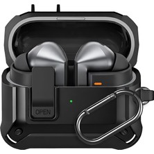 OEM Samsung Galaxy Buds 3 Pro, Buds 3 ve Buds 3 Fe ile Uyumlu Mandallı Kapak Kilit Sistemli Mat Dokulu Darbelere Dayanıklı Premium Silikon Kılıf