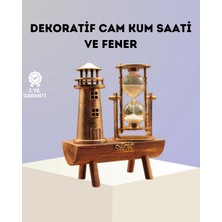 Dunai Store Dekoratif Ahşap Kum Saati ve Deniz Feneri Figürlü Masa Süsü – Şık ve Fonksiyonel Tasarım