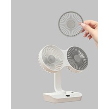 Dunai Kablosuz USB Şarjlı 720° Döner Masaüstü Fan – Çift Taraflı Serinlik ve Gece Lambası