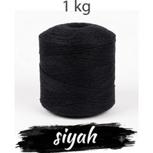 Bevella Macrame Cord 1 kg Pamuklu El Örgü Ipi Runner Ipi- Koton Ip- Punch Ipi- Motif Ipi Siyah Rengi 1000 gr