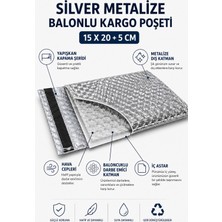 Ezupack Silver Metalize Cool Mailer Balonlu Bantlı Torba (15X20+5) Kargo Torbası 20' Li