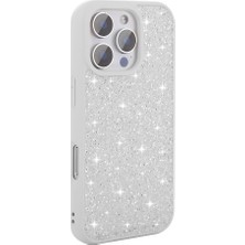 Sionel iPhone 16 Pro Kılıf Simli Pırlanta Taşlı Kamera Yükseltili Silikon Snel