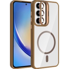 Sionel Galaxy A55 Kılıf Kamera Standlı Magsafe Destekli Şeffaf Arka Yüz Silikon Snel