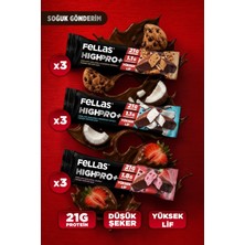 Fellas Çikolata Kaplı HighPro+ Protein Bar (50 g) Karma Kutu (3 x 3)