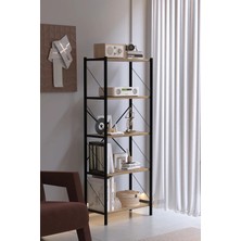 Ahlas 5 Raflı Dekoratif Kitaplık Dosya Rafı Ofis Rafı Mutfak Rafı Çok Amaçlı Raf 150 cm
