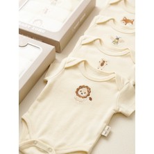 Baby Zuhu 4'lü ( 0-12 Ay ) % 100 Pamuk Nakışlı Bebek Body Zıbın