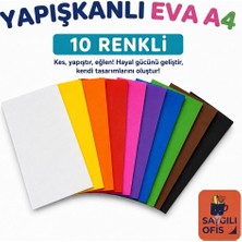 Bafix Saygılıofis Yapışkanlı Eva A4 20X30 cm 10 Renk 1 Paket Yapışkanlı Eva Süngeri 10'lu Okul Kreş Anasınıfı