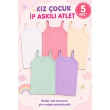 Alıç Kız Çocuk Ip Askılı Atlet (Tutku&vgs Yetkili Satıcısı) - Ribanalı Pamuklu Esnek Günlük Kullanım Renkli Atlet - 5 Adet