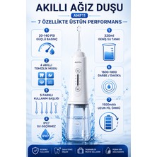 Merwish Akıllı Ağız Duşu 20-140 Psı Şarjlı Diş Duşu Ipx7 Su Geçirmez 320ML 4 Mod 5 Başlıklı 1500MAH Type-C AMF11
