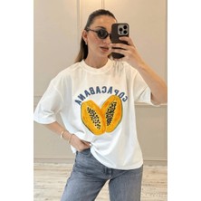 BeeYouStudio Baskılı Pamuklu T-Shirt Baskılı Pamuklu T-Shirt Beyaz/ S