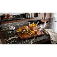 Fam Wood Art %100 Doğal Çam Steak Tahtası Hamburger Tabağı