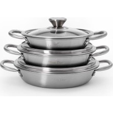 Maxx Doria Steel Fusion 6 Parça Kapaklı Sahan Takımı PA3039