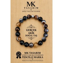 Mk Tasarım Gerçek Akik Bileklik MK.7000.832- Rahatlık-Dinginlik-Enerji- Stres Bilekliği