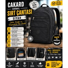 Marka Cakard Krinkıl Sırt Çantası-Siyah