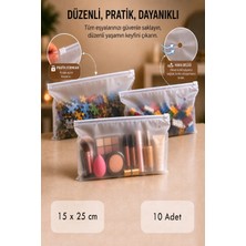 Ezupack Valiz Dolap Içi Düzenleyici Organizer Buzlu Fermuarlı Poşet Zipper Torba 10 Adet 15 cm x 25 cm