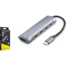 Belirtilmemiş Hadron HDX7895 Type-C 3.2 Gen2 Pd Hub 5 Port 10 Gbps 100W Gri