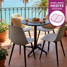 Vilinze Tilia Plastik Bahçe Balkon Bistro Seti Katlanır Masa 60*60 cm (1+4 Set)