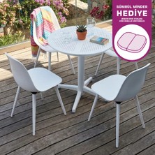 Vilinze Tilia Plastik Bahçe Balkon Bistro Seti Katlanır Masa 60*60 cm (1+4 Set)