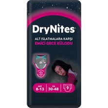 Drynites Emici Gece Külodu/külot Bez Kız 8-13 Yaş (30-48KG) Large 9 Adet (Alt Islatmalara Karşı)