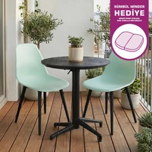 Vilinze Tilia Plastik Bahçe Balkon Bistro Seti Katlanır Masa 60*60 cm