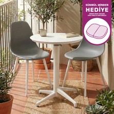 Vilinze Tilia Plastik Bahçe Balkon Bistro Seti Katlanır Masa 60*60 cm