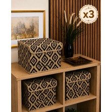 Mor Bebe 3 Adet Bohe Çok Amaçlı Kapaklı Kutu Mini Raf Düzenleyici 30 x 30 x 24