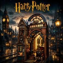 Emirgan Magic Station Büyülü Gar Book Nook – LED Işıklı Dıy Ahşap Maket ve Minyatür Tren Istasyonu Kiti
