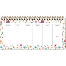 13X27 Haftalık Spiralli Planner - Krem Çiçek