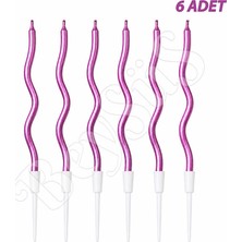 BeySüS Kıvrımlı 6lı Mum Fuşya
