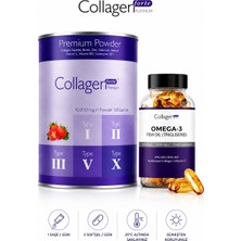 Collagen Forte Platinum Premium 10.000 mg 5 Tip Kolajen Powder Çilek Aromalı 30 Saşe (5.000 mg Kolajen) + Trigliserid Form Omega-3 Premium Fish Oil 1000 mg 90 Tablet | İkili Set