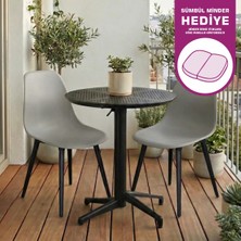 Vilinze Tilia Plastik Bahçe Balkon Bistro Seti Katlanır Masa 60*60 cm