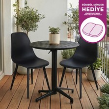 Vilinze Tilia Plastik Bahçe Balkon Bistro Seti Katlanır Masa 60*60 cm